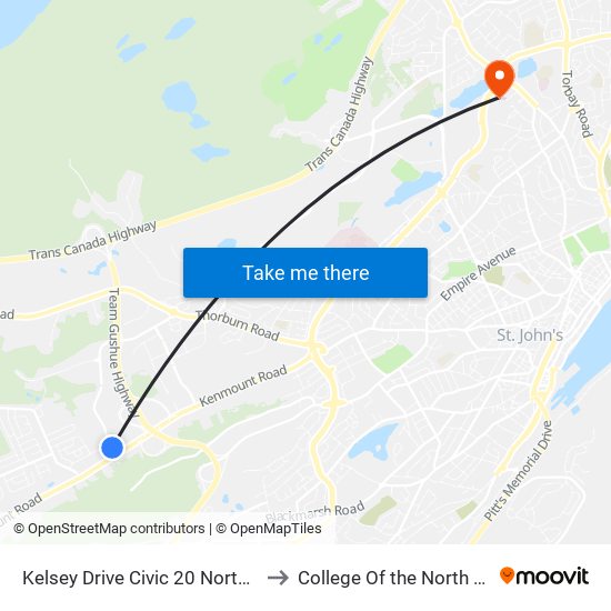 Kelsey Drive Civic 20 North Atlantic to College Of the North Atlantic map