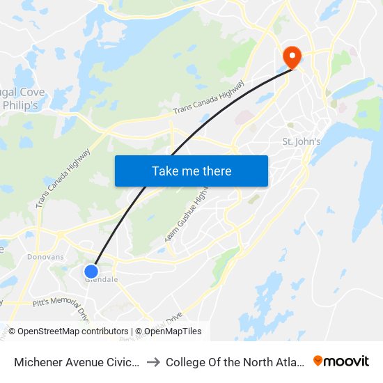 Michener Avenue Civic 40 to College Of the North Atlantic map