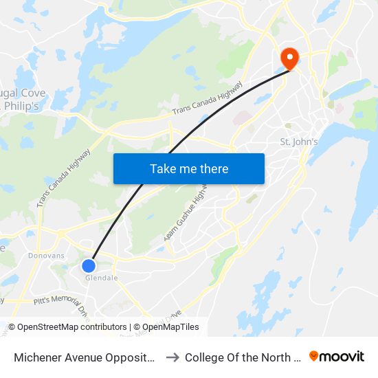 Michener Avenue Opposite Civic 21 to College Of the North Atlantic map