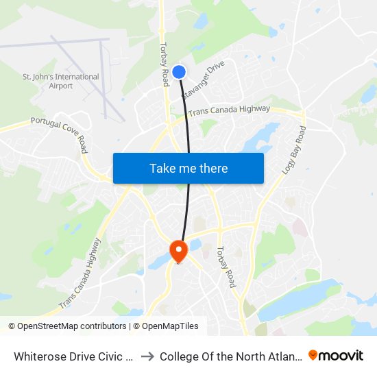 Whiterose Drive Civic 55 to College Of the North Atlantic map