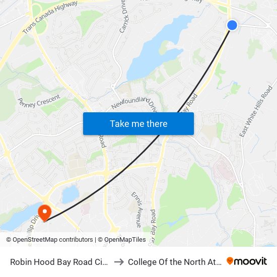 Robin Hood Bay Road Civic 14 to College Of the North Atlantic map