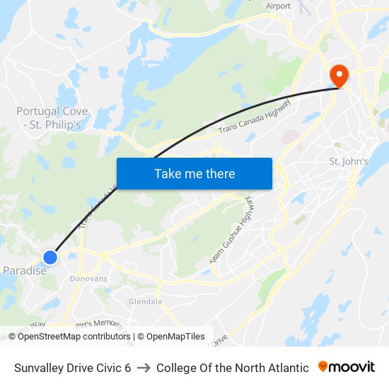 Sunvalley Drive Civic 6 to College Of the North Atlantic map