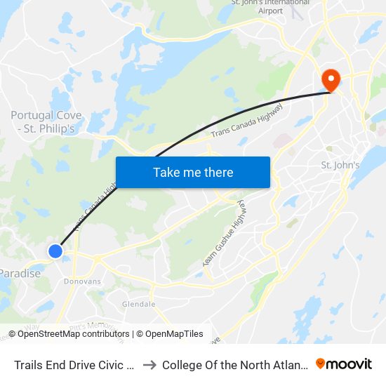 Trails End Drive Civic 25 to College Of the North Atlantic map