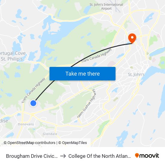 Brougham Drive Civic 8 to College Of the North Atlantic map