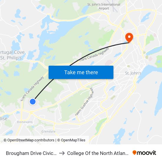 Brougham Drive Civic 9 to College Of the North Atlantic map