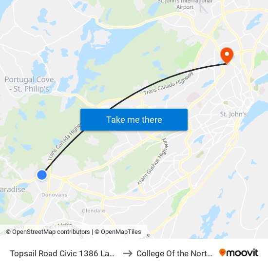 Topsail Road Civic 1386 Lawtons Drugs to College Of the North Atlantic map