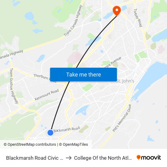 Blackmarsh Road Civic 392 to College Of the North Atlantic map