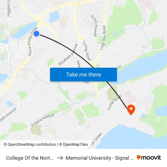 College Of the North Atlantic to Memorial University - Signal Hill Campus map