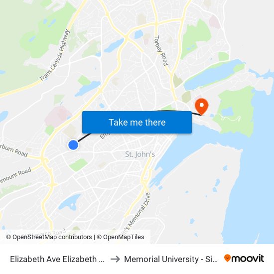 Elizabeth Ave Elizabeth Avenue Civic 389 to Memorial University - Signal Hill Campus map