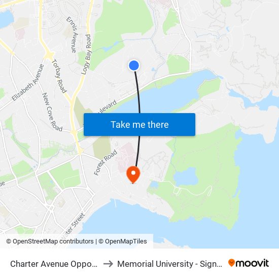 Charter Avenue Opposite Civic 99 to Memorial University - Signal Hill Campus map