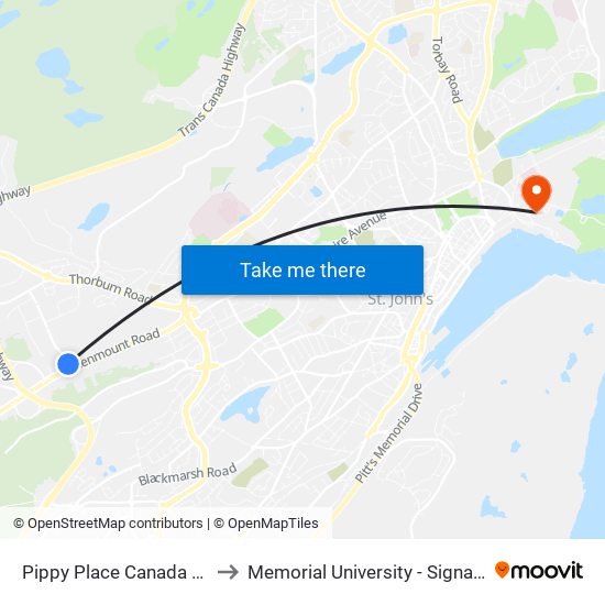 Pippy Place Canada Post Office to Memorial University - Signal Hill Campus map