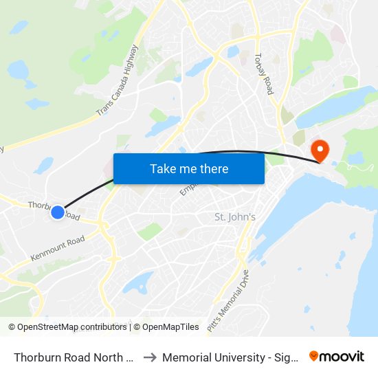 Thorburn Road North Of Picea Lane to Memorial University - Signal Hill Campus map