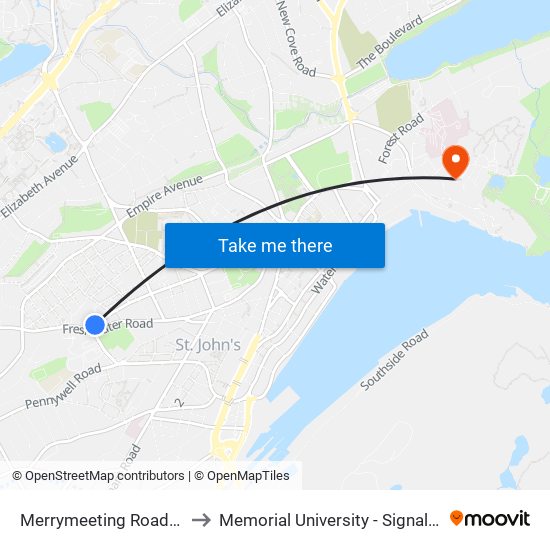 Merrymeeting Road Civic 204 to Memorial University - Signal Hill Campus map