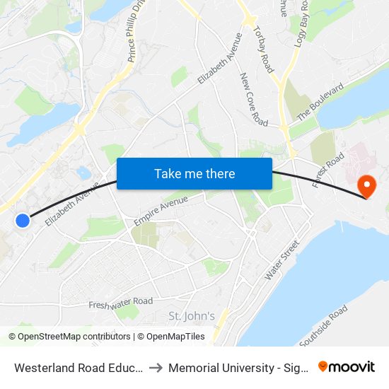 Westerland Road Education Building to Memorial University - Signal Hill Campus map