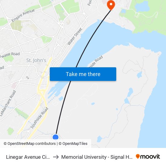 Linegar Avenue Civic 154 to Memorial University - Signal Hill Campus map