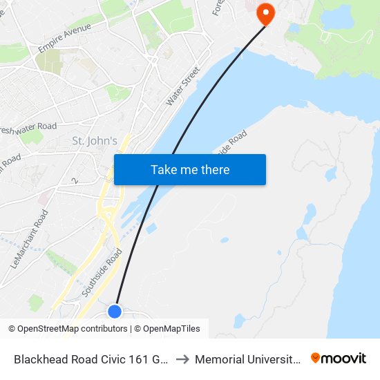 Blackhead Road Civic 161 Golden Vista Seniors Complex to Memorial University - Signal Hill Campus map