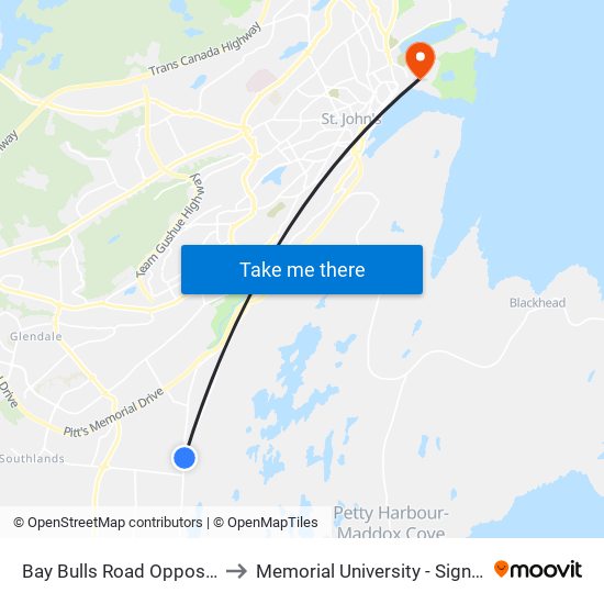 Bay Bulls Road Opposite Civic 401 to Memorial University - Signal Hill Campus map