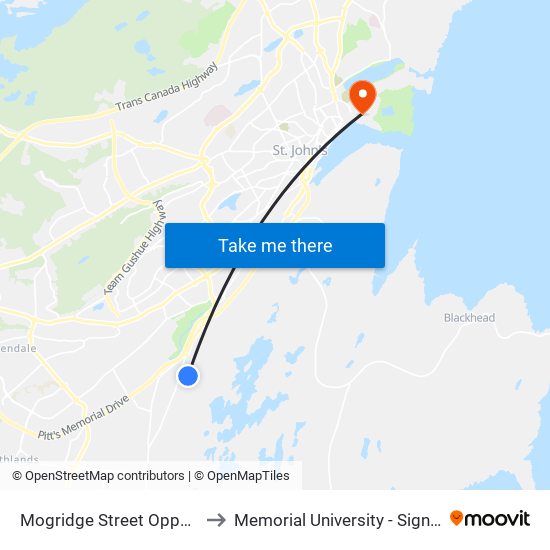 Mogridge Street Opposite Civic 23 to Memorial University - Signal Hill Campus map