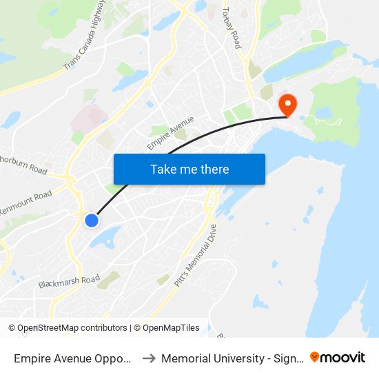 Empire Avenue Opposite Civic 428 to Memorial University - Signal Hill Campus map