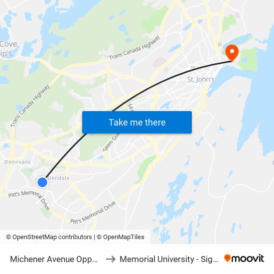 Michener Avenue Opposite Civic 135 to Memorial University - Signal Hill Campus map