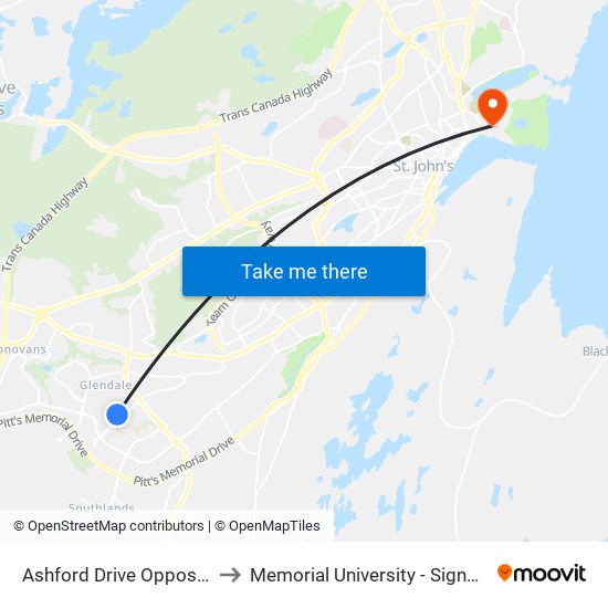 Ashford Drive Opposite Civic 44 to Memorial University - Signal Hill Campus map