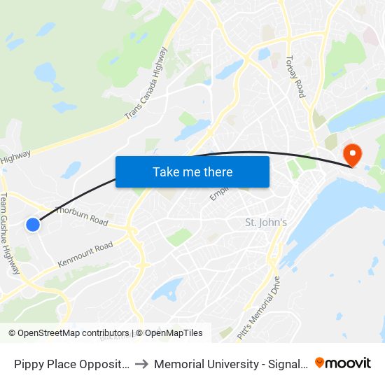 Pippy Place Opposite Civic 62 to Memorial University - Signal Hill Campus map