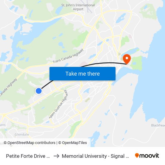 Petite Forte Drive Civic 27 to Memorial University - Signal Hill Campus map