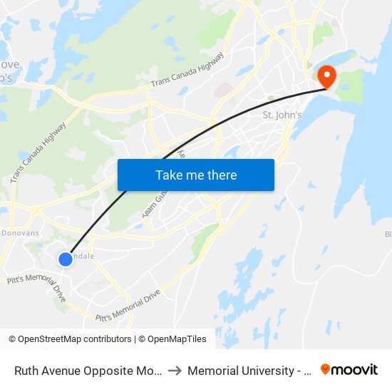 Ruth Avenue Opposite Mount Pearl Senior High to Memorial University - Signal Hill Campus map