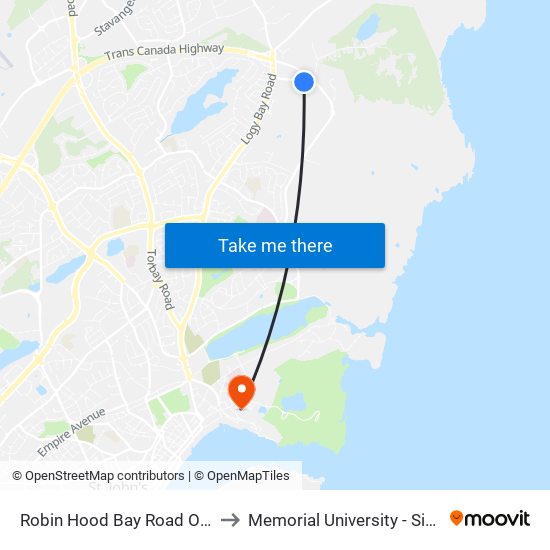 Robin Hood Bay Road Opposite Civic 59 to Memorial University - Signal Hill Campus map