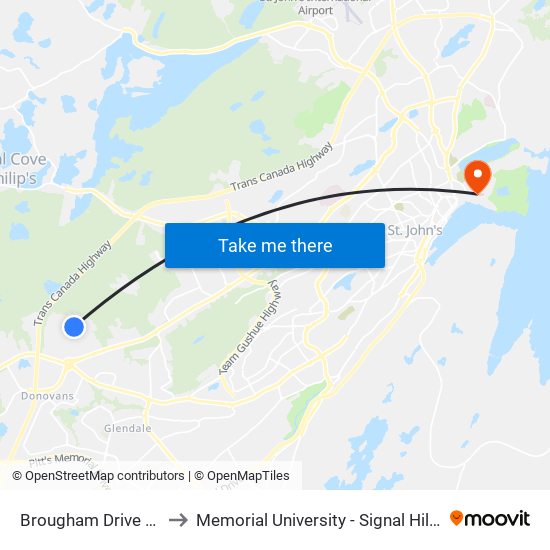 Brougham Drive Civic 9 to Memorial University - Signal Hill Campus map