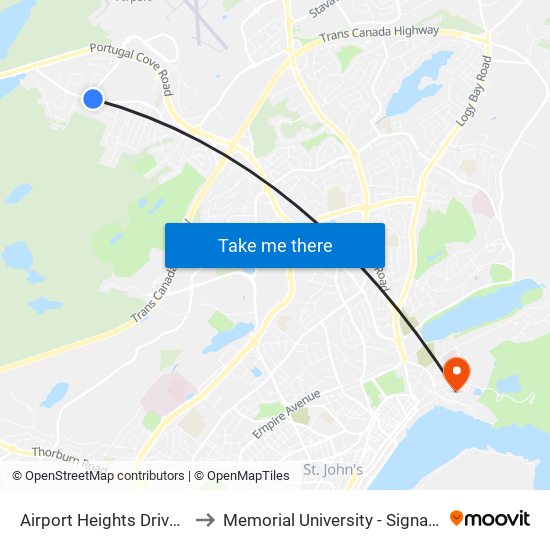 Airport Heights Drive Civic 264 to Memorial University - Signal Hill Campus map