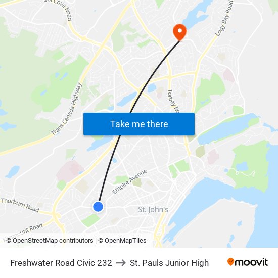 Freshwater Road Civic 232 to St. Pauls Junior High map
