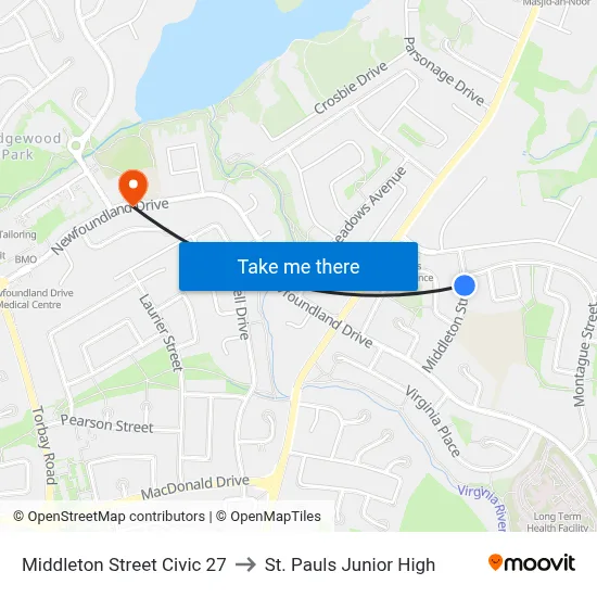 Middleton Street Civic 27 to St. Pauls Junior High map