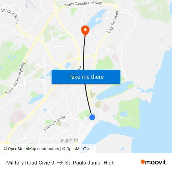 Military Rd Opp St Thomas Church to St. Pauls Junior High map