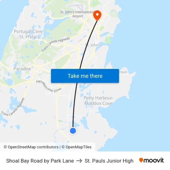 Shoal Bay Road by Park Lane to St. Pauls Junior High map