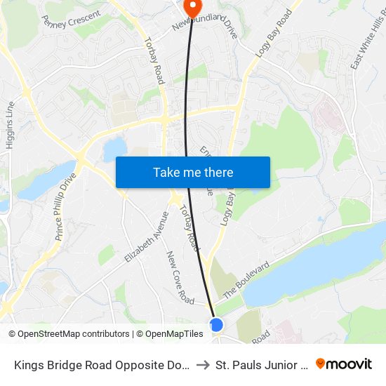 Kings Bridge Road Opposite Dominion to St. Pauls Junior High map