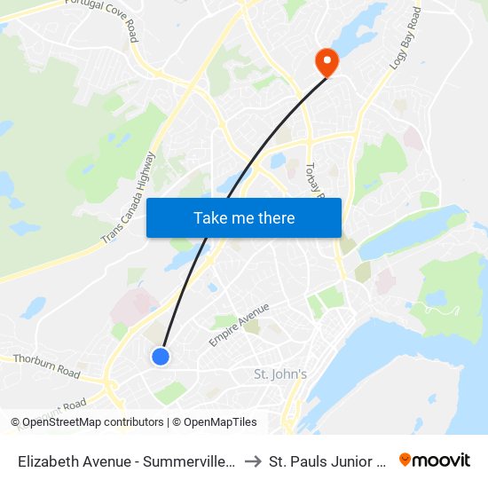 Elizabeth Avenue - Summerville Plaza to St. Pauls Junior High map