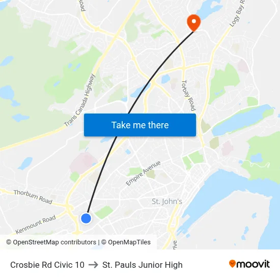 Crosbie Rd at Swilers Club to St. Pauls Junior High map