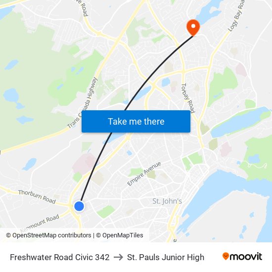 Freshwater Road Civic 342 to St. Pauls Junior High map