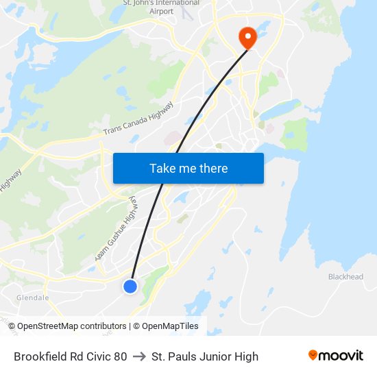 Brookfield Rd Civic 80 to St. Pauls Junior High map