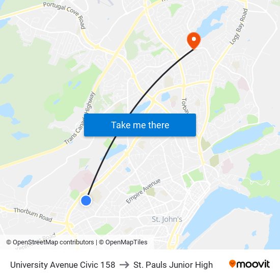 University Avenue Civic 158 to St. Pauls Junior High map