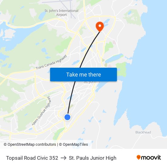 Topsail Road Civic 352 to St. Pauls Junior High map