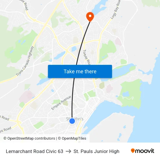 Lemarchant Road Civic 63 to St. Pauls Junior High map