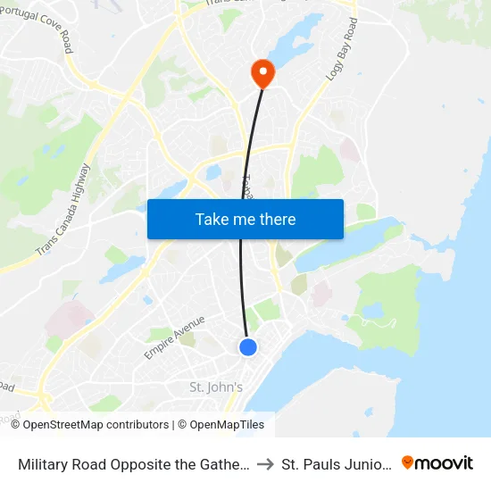 Military Road Opposite the Gathering Place to St. Pauls Junior High map
