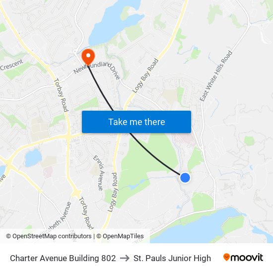 Charter Avenue Building 802 to St. Pauls Junior High map