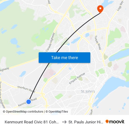 Kenmount Road Civic 81 Cohens to St. Pauls Junior High map