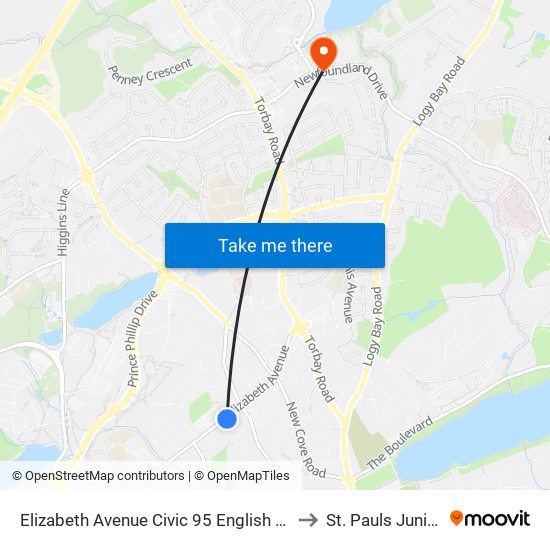 Elizabeth Avenue Civic 95 English School District to St. Pauls Junior High map