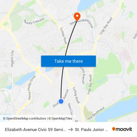 Elizabeth Avenue Civic 59 Service Nl to St. Pauls Junior High map