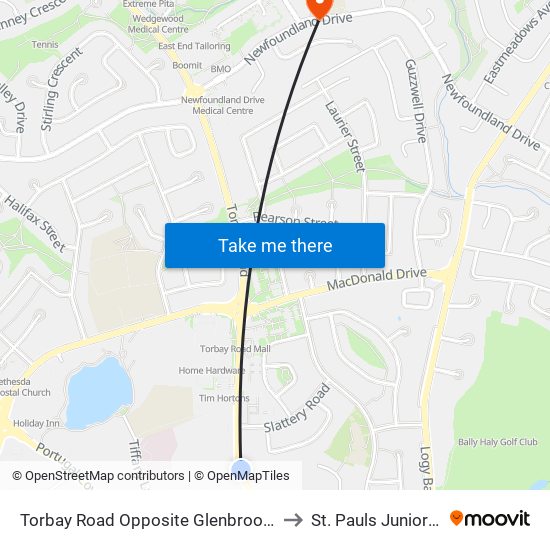 Torbay Road Opposite Glenbrook Lodge to St. Pauls Junior High map