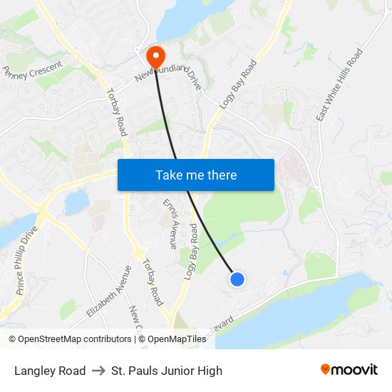 Langley Road to St. Pauls Junior High map